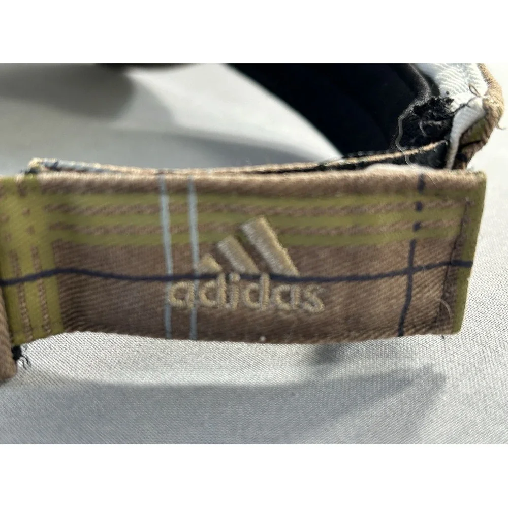Adidas‎ Climalite Visor beige with brown plaid adjustable hook and loop